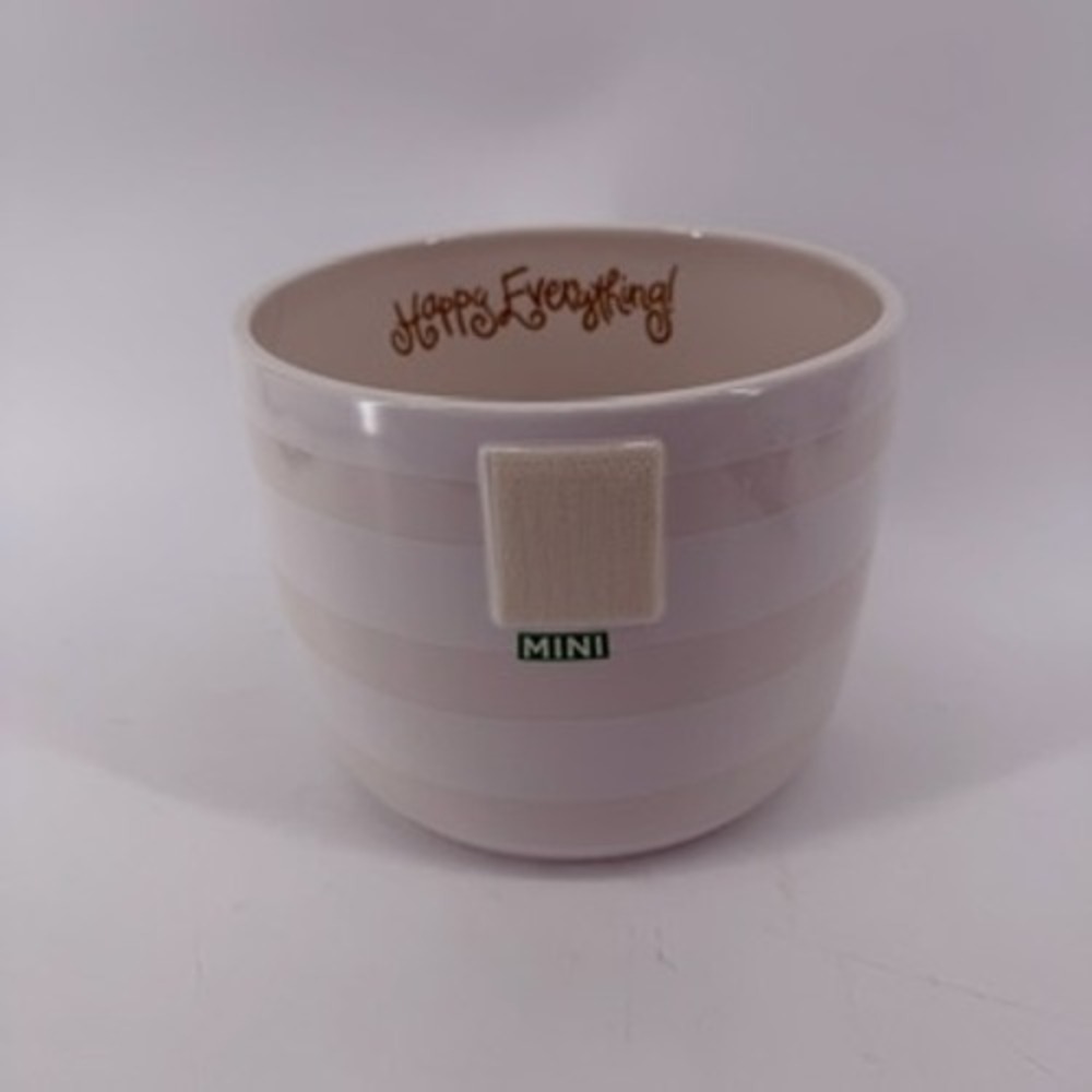 Coton Colors Happy Everything Mini Bowl White Cream Striped Ceramic 7.5 Inch